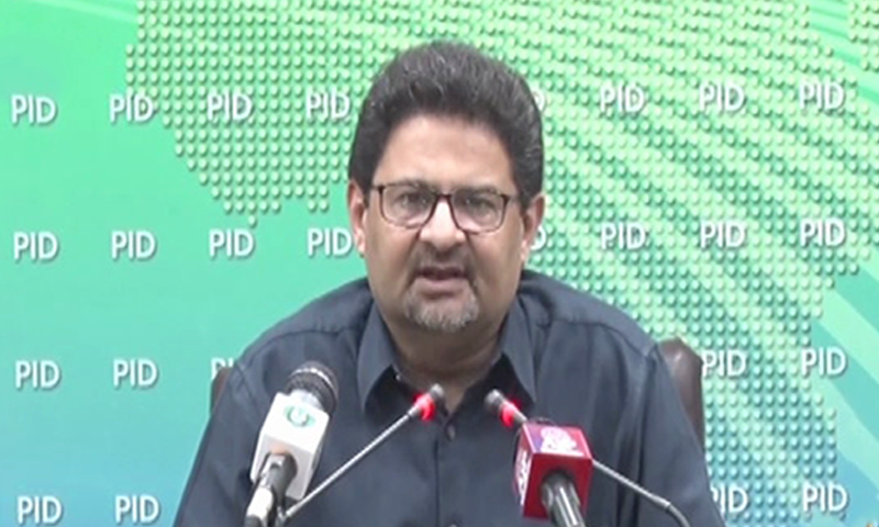 In this file photo, Finance Minister Miftah Ismail addresses a press conference in Islamabad. — DawnNewsTV