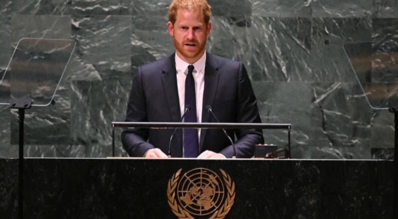 Prince Harry delivers the keynote address on Nelson Mandela International Day at the United Nations in New York on July 18, 2022. — AFP Prince Harry delivers the keynote address on Nelson Mandela International Day at the United Nations in New York on July 18, 2022. — AFP