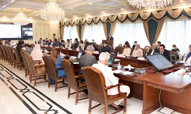 This photo shows a meeting of the federal cabinet held in Pakistan on Thursday. Prime Minister Shehbaz Sharif presided over the meeting via a video link. — PID website