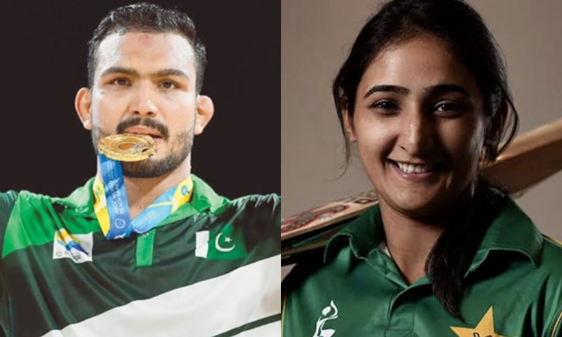 Wrestler Mohammad Inam Butt and the national women cricket team’s captain Bismah Maroof  — Dawn/File