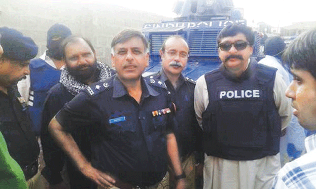 Former SSP Rao Anwar along with his team.