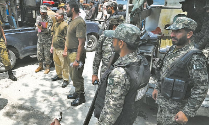 Rangers personnel deployed in Islampura during the Muharram procession. &mdash; White Star