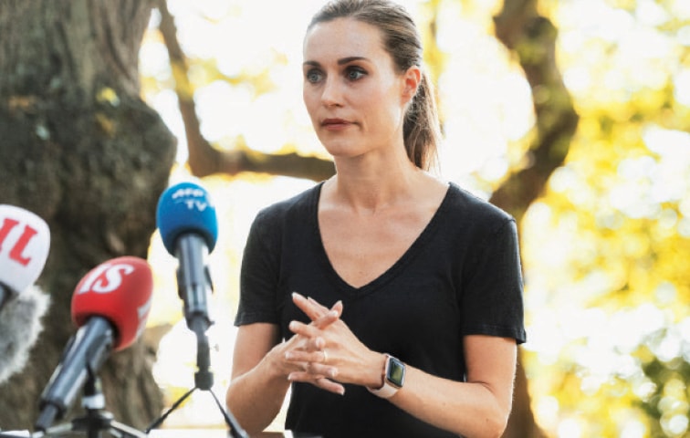 FINLAND’s Prime Minister Sanna Marin holds a news conference in Helsinki on Friday after videos of her partying leaked into social media and sparked criticism.—Reuters FINLAND’s Prime Minister Sanna Marin holds a news conference in Helsinki on Friday after videos of her partying leaked into social media and sparked criticism.—Reuters