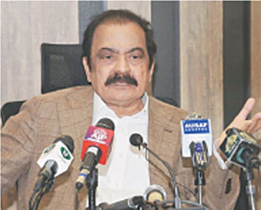 INTERIOR Minister Rana Sanaullah addresses a press conference in Islamabad.—APP