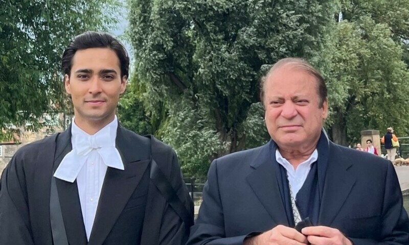 This photo shows PML-N supremo Nawaz Sharif with his grandson Junaid Safdar. —Photo: Junaid Safdar’s Instagram account