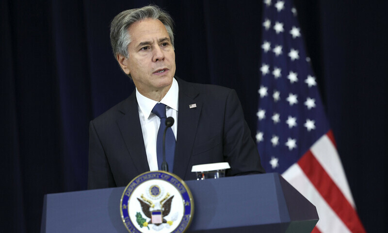 US Secretary of State Antony Blinken delivers remarks during a press availability with India’s External Affairs Minister Subrahmanyam Jaishankar at the State Department on September 27, 2022 in Washington, DC. — AFP