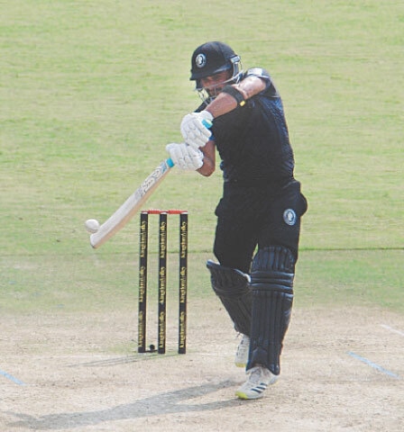 RAWALPINDI: Khyber Pakhtunkhwa opener Sahibzada Farhan plays a stroke against Northern during their National T20 Cup match at the Pindi Cricket Stadium on Thursday.—Tanveer Shahzad