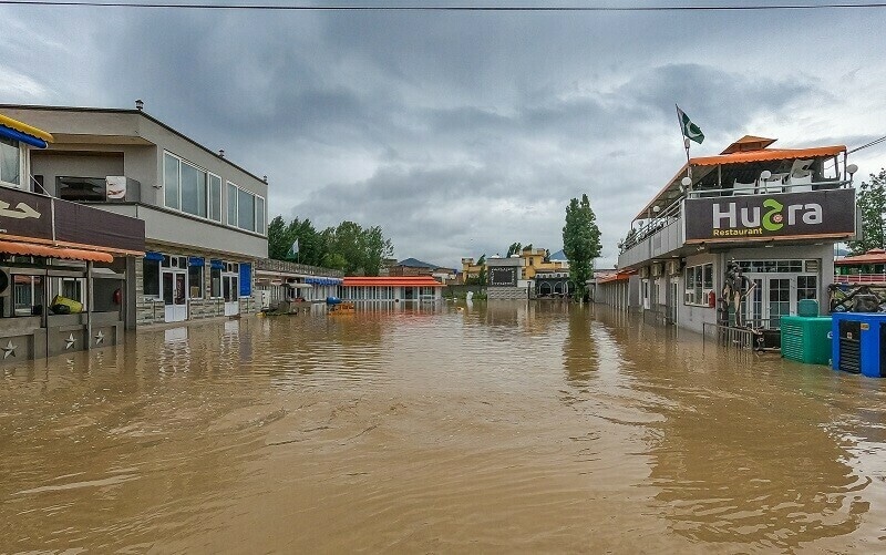 This file photo shows a flooded restaurant at Bypass Road in Mingora, Swat. — Photo by Fazal Khaliq