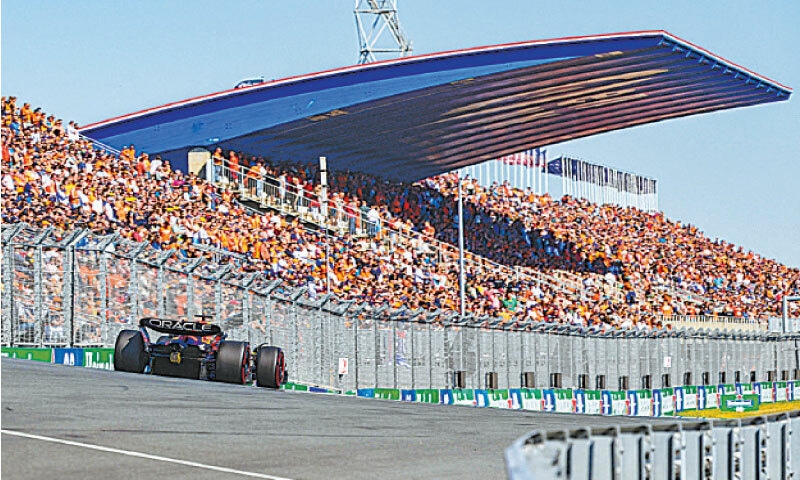 RED Bull Racing&rsquo;s Max Verstappen of the Netherlands steers his car during the third practice session for the Dutch Formula One Grand Prix at the Zandvoort circuit on Saturday.&mdash;AFP
