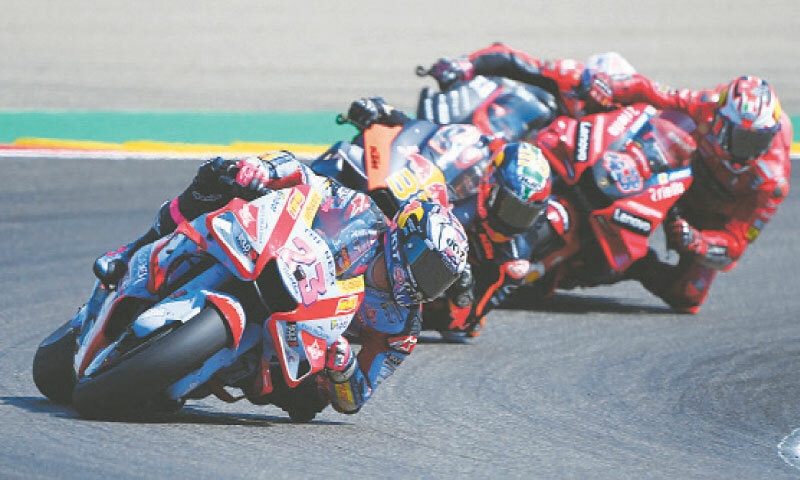 ALCANIZ: Ducati&rsquo;s Italian rider Enea Bastianini competes during the Aragon MotoGP at the Motorland circuit on Sunday.&mdash;AFP