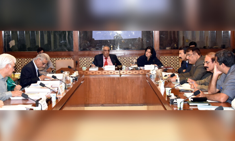 Senator Syed Muzafar Hussain Shah presides over a meeting of the Senate Standing  Committee on National Food Security and Research on Thursday. — Photo courtesy: Senate website