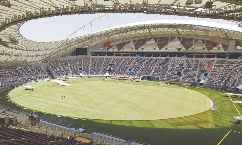 DOHA: A general view inside the Khalifa International Stadium, one of the venues for this year’s FIFA World Cup, on Thursday. The stadium will stage six group matches, one round-of-16 match and the third-place playoff.—Reuters