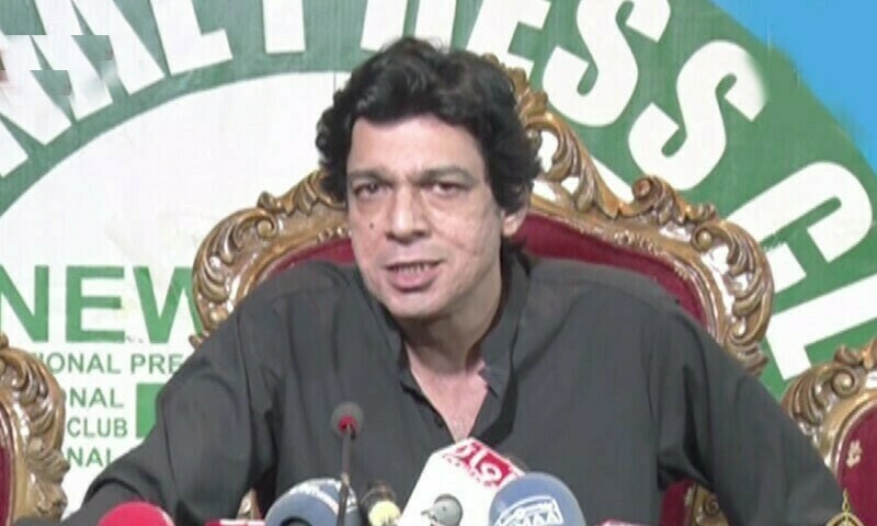 PTI politician Faisal Vawda speaks at the Islamabad Press Club on Wednesday. — DawnNewsTV