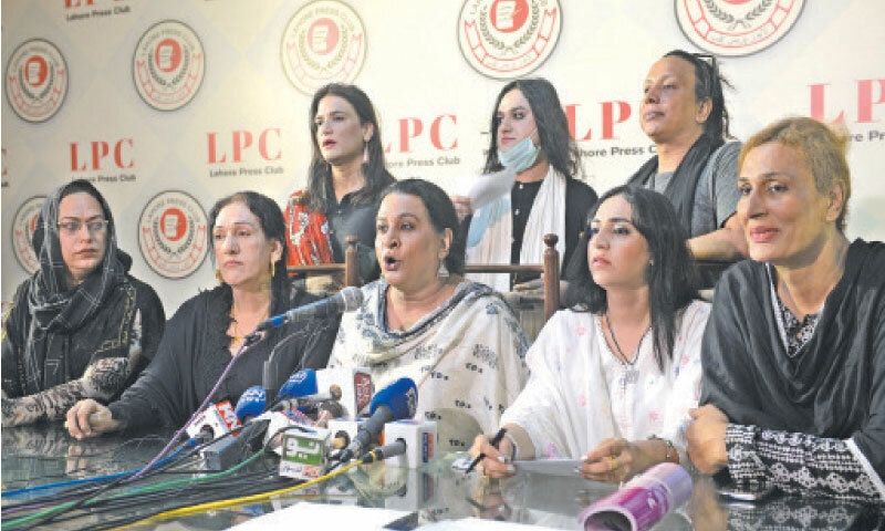 Transgender rights activists address a press conference at the Lahore Press Club. — White Star