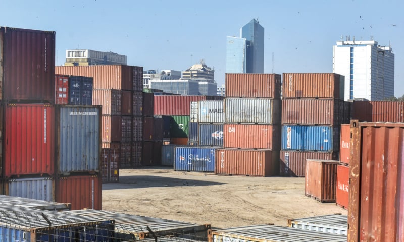 Containers are piling up at Karachi ports.—White Star/ File