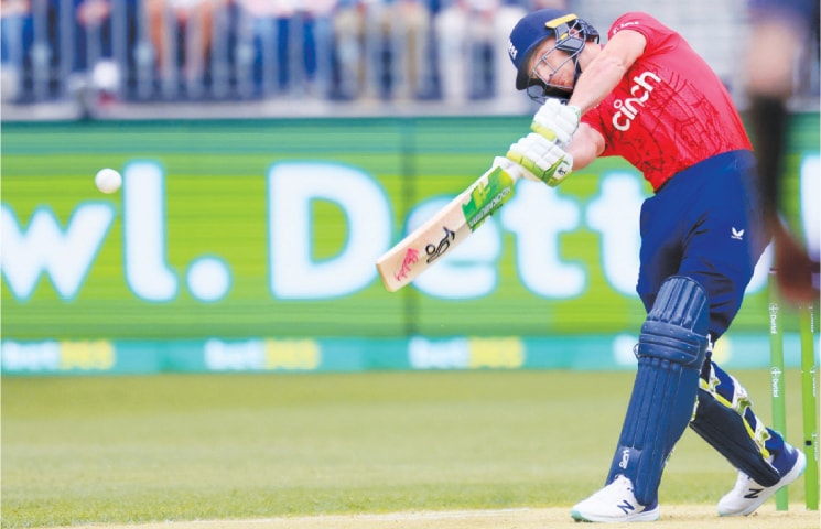 ENGLAND captain Jos Buttler plays a lofted shot during the first Twenty20 International against Australia at the Perth Stadium.
&mdash;AFP