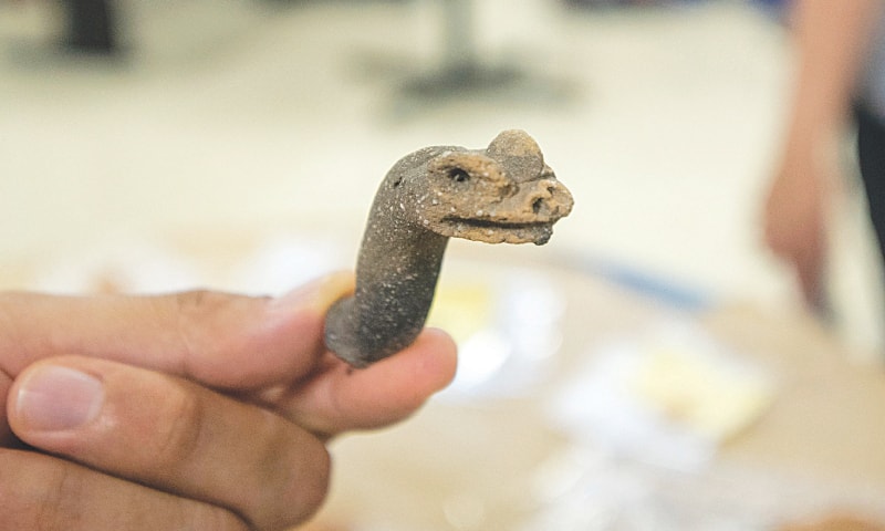 Picture of pieces found at Tayasal archaeological site in the municipality of Flores, Peten Department, 500 km north of Guatemala City.&mdash;AFP