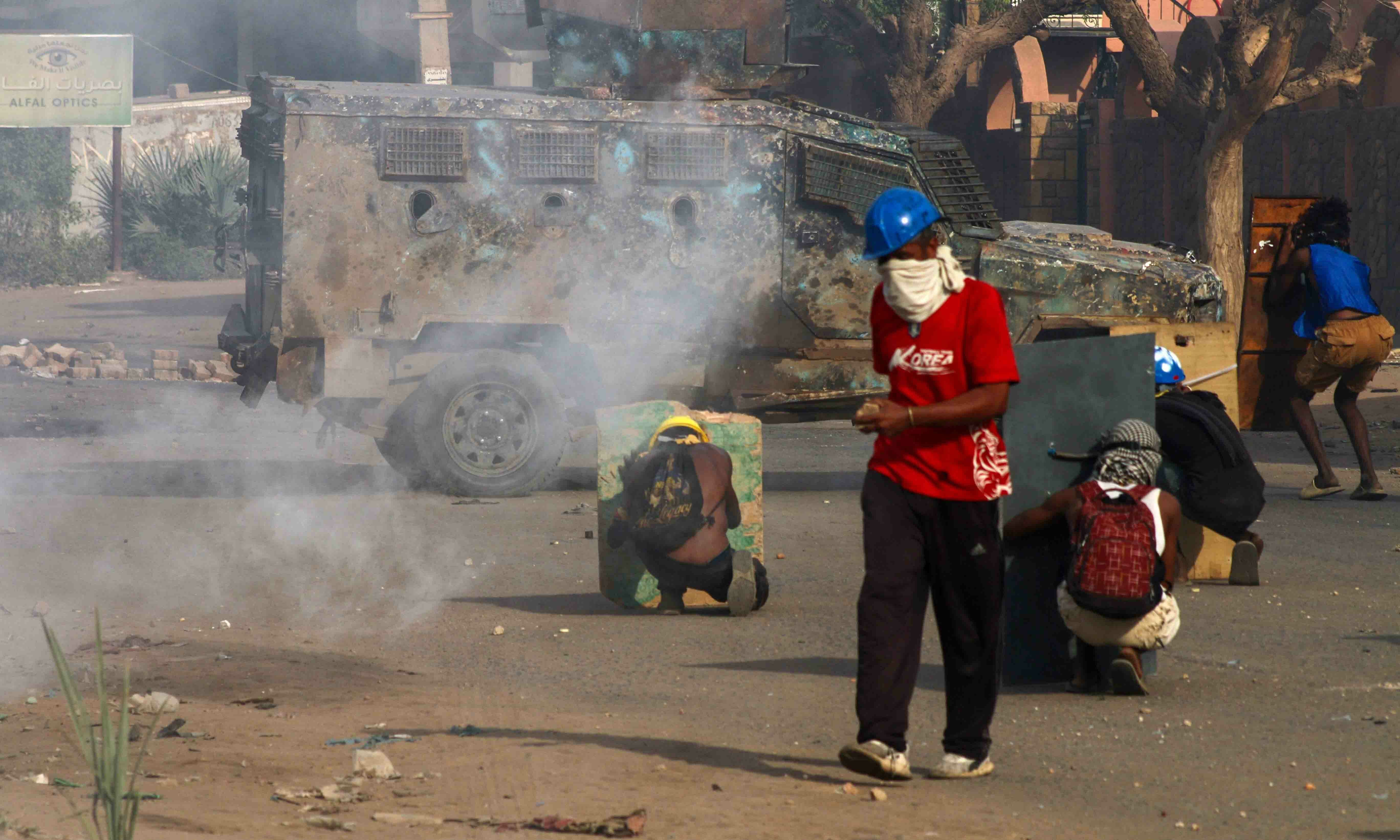 Sudanese anti-coup demonstrators clash with security forces during a demonstration in the capital Khartoum on October 30. &mdash; AFP