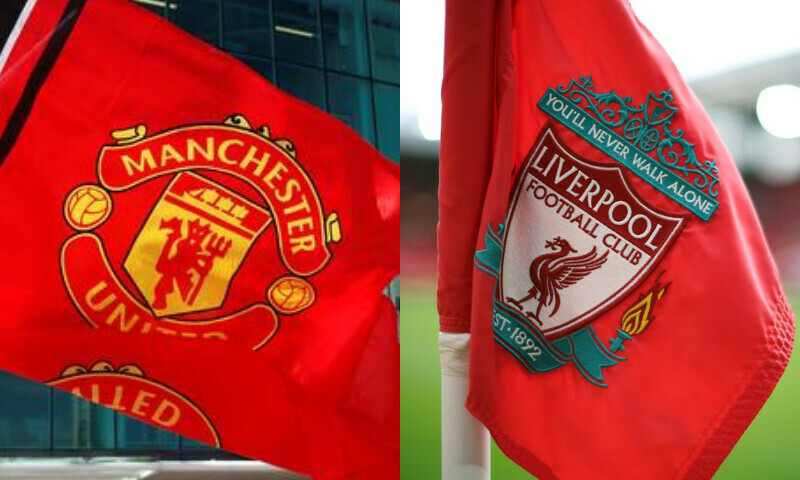 A combination photo of flags of football cubs Manchester United and Liverpool. &mdash; Reuters