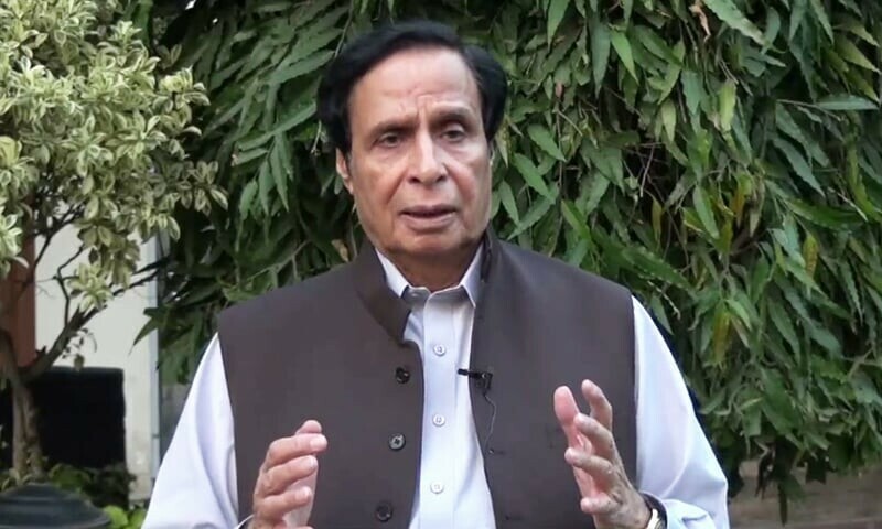 Punjab Chief Minister Pervez Elahi speaks in a video message on Sunday — Twitter