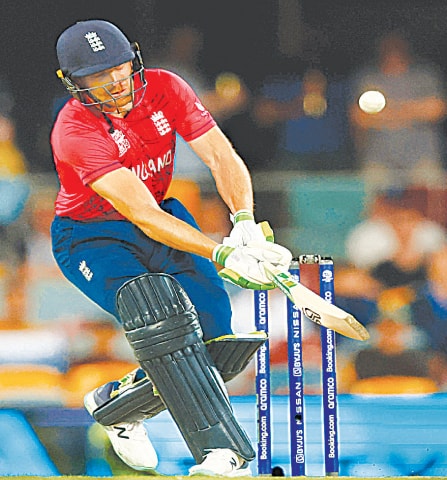 Brisbane: England captain Jos Buttler plays a ramp shot during the match against New Zealand at the Gabba on Tuesday.&mdash;AFP