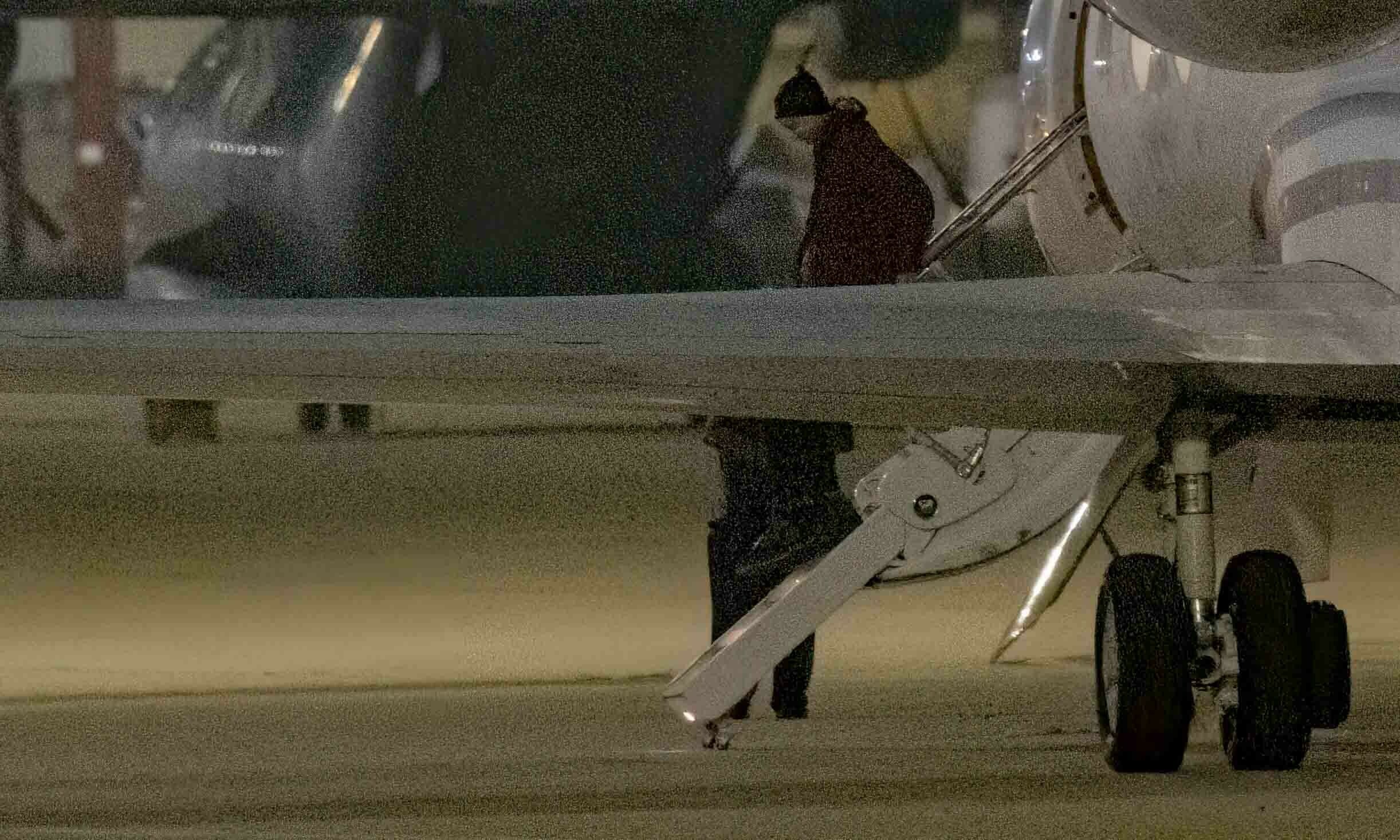 American basketball star Brittney Griner gets out of a plane after landing at the JBSA-Kelly Field Annex runway on December 9 in San Antonio. &mdash; AFP