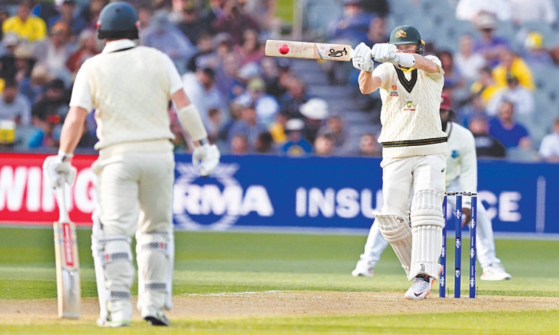 AUSTRALIAN batter Marnus Labuschagne plays a hook shot during the second Test against West Indies at the Adelaide Oval on Thursday.—AFP AUSTRALIAN batter Marnus Labuschagne plays a hook shot during the second Test against West Indies at the Adelaide Oval on Thursday.—AFP