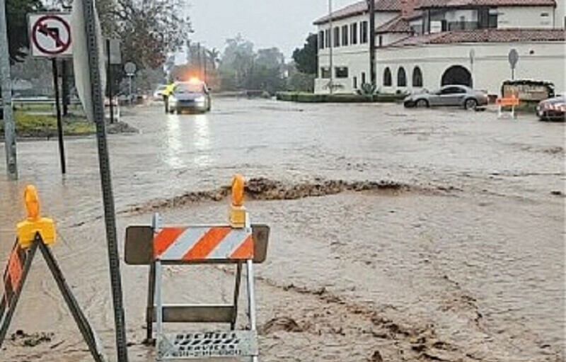 A VIEW of floodwaters in Montecito in this screen grab obtained from a social media video.—Reuters A VIEW of floodwaters in Montecito in this screen grab obtained from a social media video.—Reuters