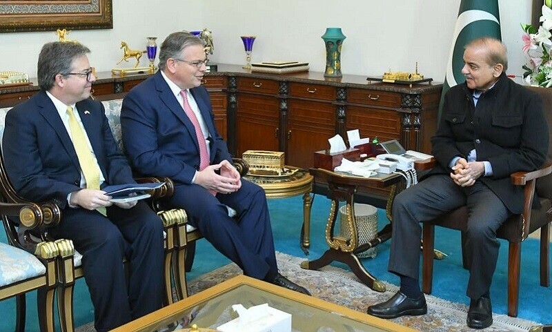 US Ambassador to Pakistan, Donald Blome meets Prime Minister Shehbaz Sharif at the PM Office on Thursday. — PID photo