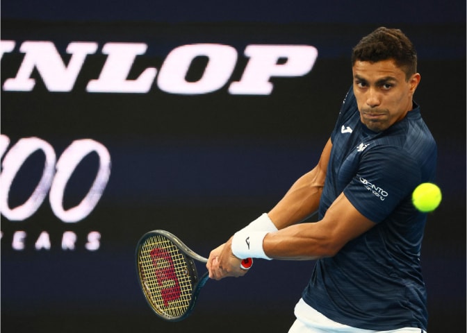 BRISBANE: Brazil&rsquo;s Thiago Monteiro plays a return to Casper Ruud of Norway during their United Cup match at Pat Rafter Arena on Sunday.&mdash;AFP