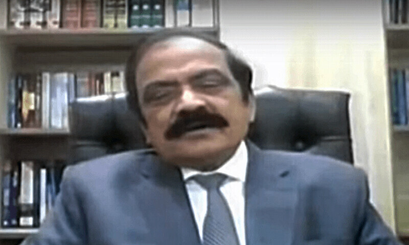 Interior Minister Rana Sanaullah speaking on Geo News’s programme Naya Pakistan on Feb 3. — Screengrab from Geo News