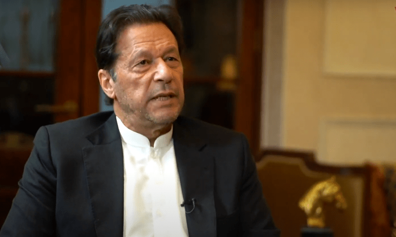 PTI Chairman Imran Khan speaks in an interview. — Voice of America screengrab