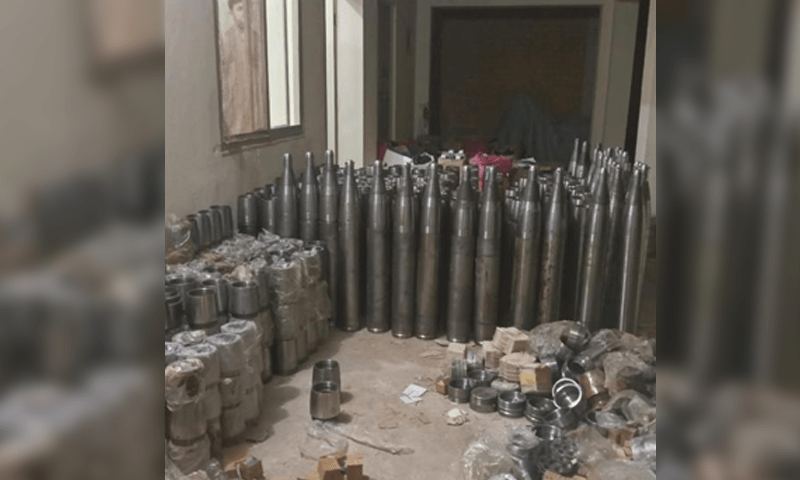 Rockets, IEDs, arms and ammunition recovered during an intelligence based operation in Chaman, Balochistan. — ISPR