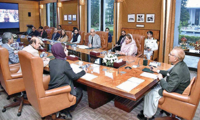 President Dr Arif Alvi presides over a meeting on the role of financial services for the facilitation of persons with disabilities at the Aiwan-i-Sadr on Thursday. — APP President Dr Arif Alvi presides over a meeting on the role of financial services for the facilitation of persons with disabilities at the Aiwan-i-Sadr on Thursday. — APP