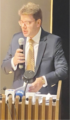 Consul General of Italy Danilo Giurdanella speaks at the event.&mdash;Dawn