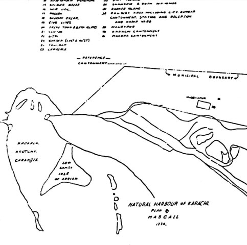 Sketch of Karachi plan by Lt. Joseph Mascall in ‘Sind’s Changing Map: An Album’, by ME Pithawala