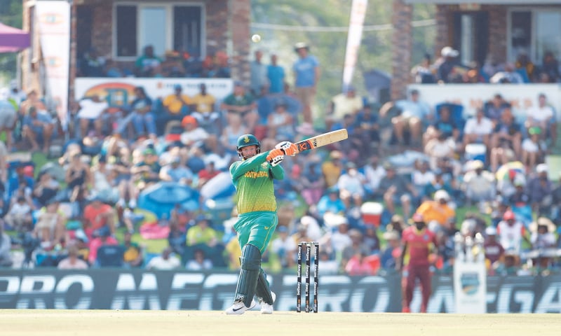 POTCHEFSTROOM: South African batter Heinrich Klaasen plays a pull shot during the third ODI against West Indies at the Senwes Park on Tuesday.—Reuters POTCHEFSTROOM: South African batter Heinrich Klaasen plays a pull shot during the third ODI against West Indies at the Senwes Park on Tuesday.—Reuters