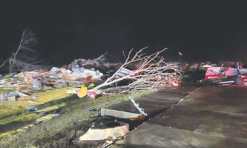 A general view of the aftermath of a tornado in Rolling Fork, Mississippi, in this picture obtained from social media.—Reuters