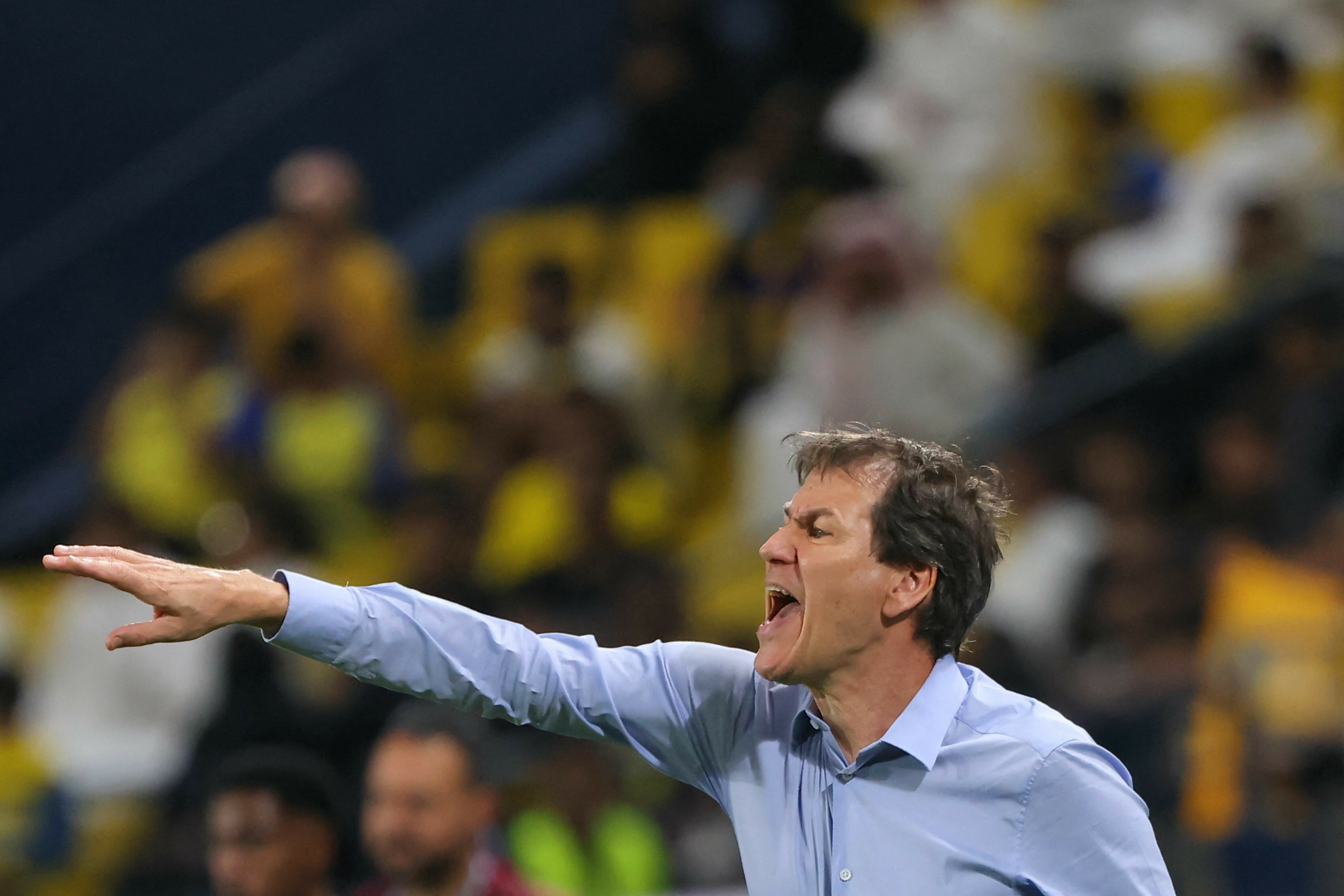 In this file photo taken on March 14, 2023 Nassr&rsquo;s French coach Rudi Garcia directs his players during the King Cup quarter-final football match between al-Nassr and Abha at Mrsool Park Stadium in Riyadh. &mdash; AFP