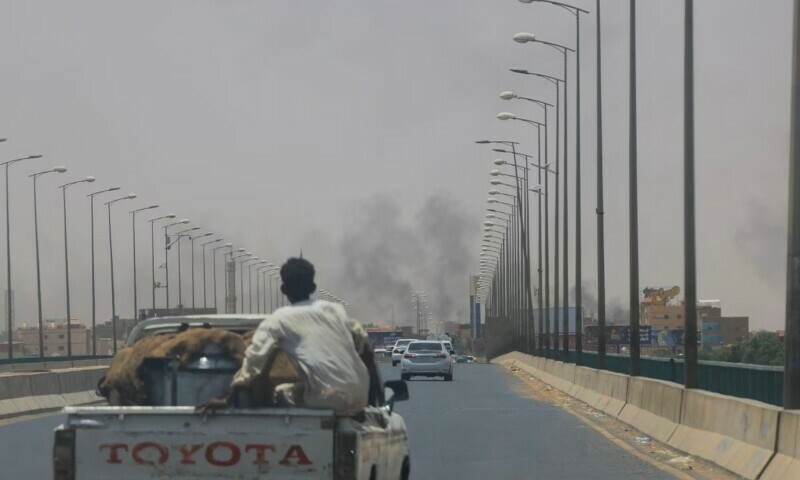 Smoke rises in Omdurman, near Halfaya Bridge, during clashes between the Paramilitary Rapid Support Forces and the army as seen from Khartoum North, Sudan. — Reuters