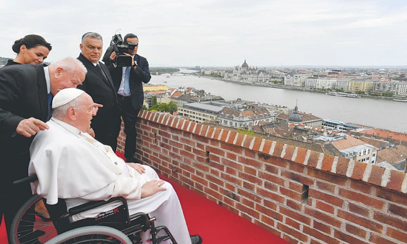 POPE Francis meets Hungary&rsquo;s Prime Minister Viktor Orban and President Katalin Novak in Budapest, on Friday.&mdash;Reuters