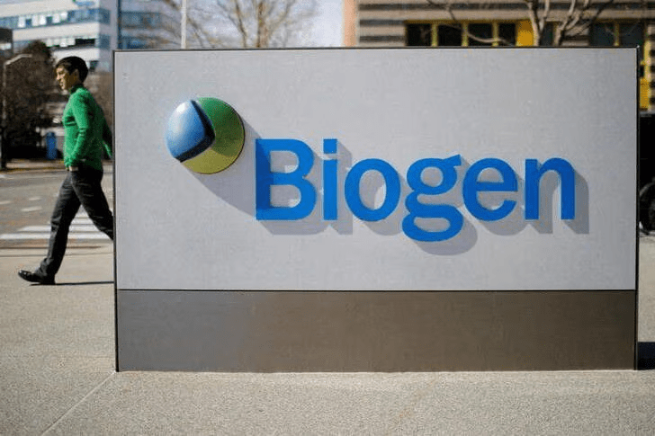 A sign marks a Biogen facility in Boston, US on March 9, 2020. &mdash; Reuters