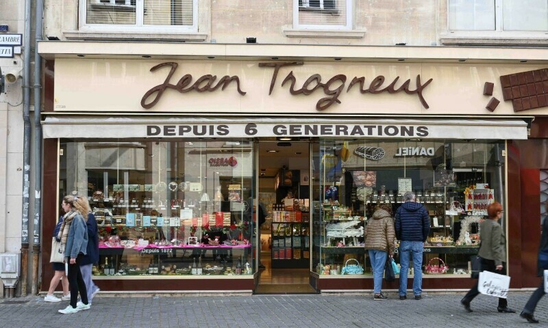 A picture shows a chocolate shop owned by French First Lady Brigitte Macron&rsquo;s grandnephew Jean-Baptiste Trogneux who was attacked a day before by anti-government protesters, in Amiens on May 16. &mdash; AFP
