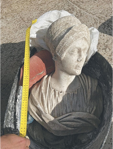  A view of a marble bust believed to represent Salonia Matidia, niece of Roman emperor Trajan, which was among the stolen artefacts that were recovered during a crackdown on international art trafficking, at an unknown location in Spain.&mdash;Reuters 