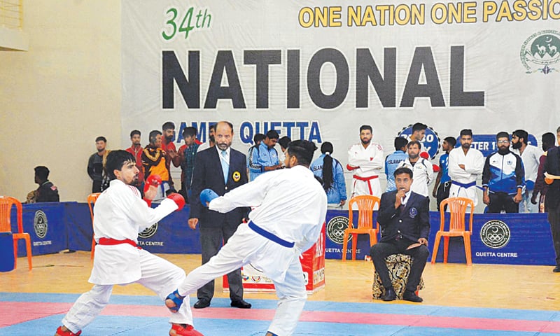 PLAYERS in action during the karate event of the National Games on Wednesday.&mdash;APP