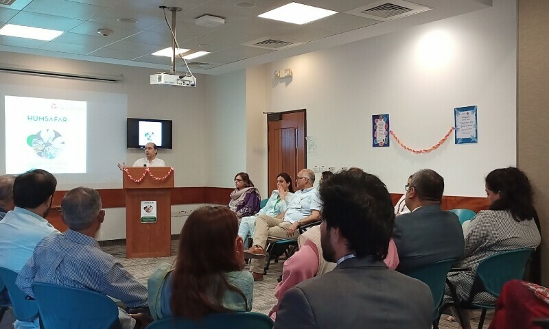 Khusro Mumtaz speaking at the launch of the support group. &mdash; Photo by author