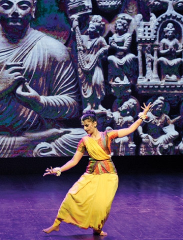 An artist performs Kathak dance at the cultural exhibition of 50 prominent Gandhara heritage sites at the Pakistan National Council of Arts in Islamabad on Saturday. &mdash; Photo by Tanveer Shahzad