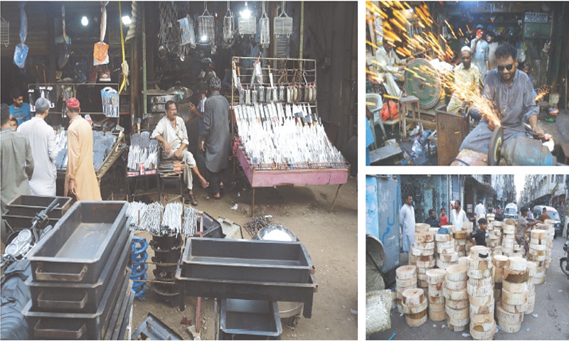 Knives are out on Eid! The cutting edge must be razor-sharp for a clean slaughter. All sorts of knives, chopping blocks, grills, skewers and angeethis are available in market to make the barbecue night perfect.&mdash; Shakil Adil / White Star