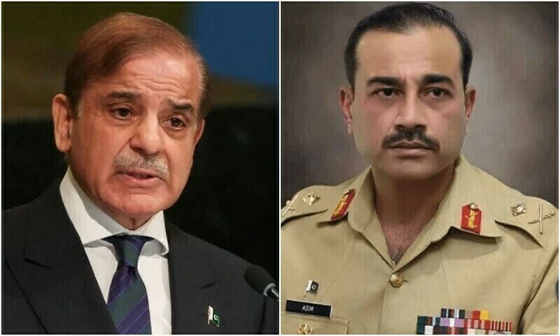 The combination photo shows Prime Minister Shehbaz Sharif (left) and Chief of Defence Forces (CDF) and Chief of Army Staff (COAS) Field Marshl Asim Munir. &mdash; DawnNewsTV