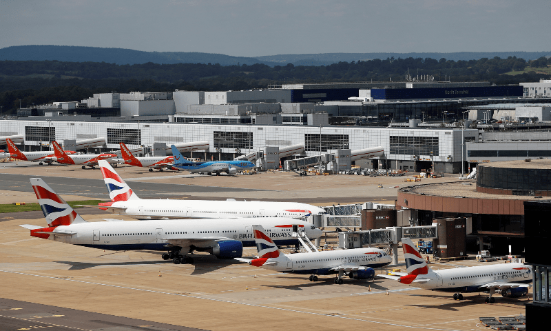 British Airways, Easyjet and TUI aircraft are parked at the South Terminal at Gatwick Airport, in Crawley, Britain, August 25, 2021. — Reuters British Airways, Easyjet and TUI aircraft are parked at the South Terminal at Gatwick Airport, in Crawley, Britain, August 25, 2021. — Reuters